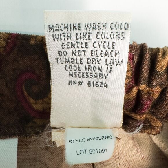 Vintage Studio Works Paisley Moleskin Midi Skirt Large Brown Boho Western Autumn - Picture 15 of 15